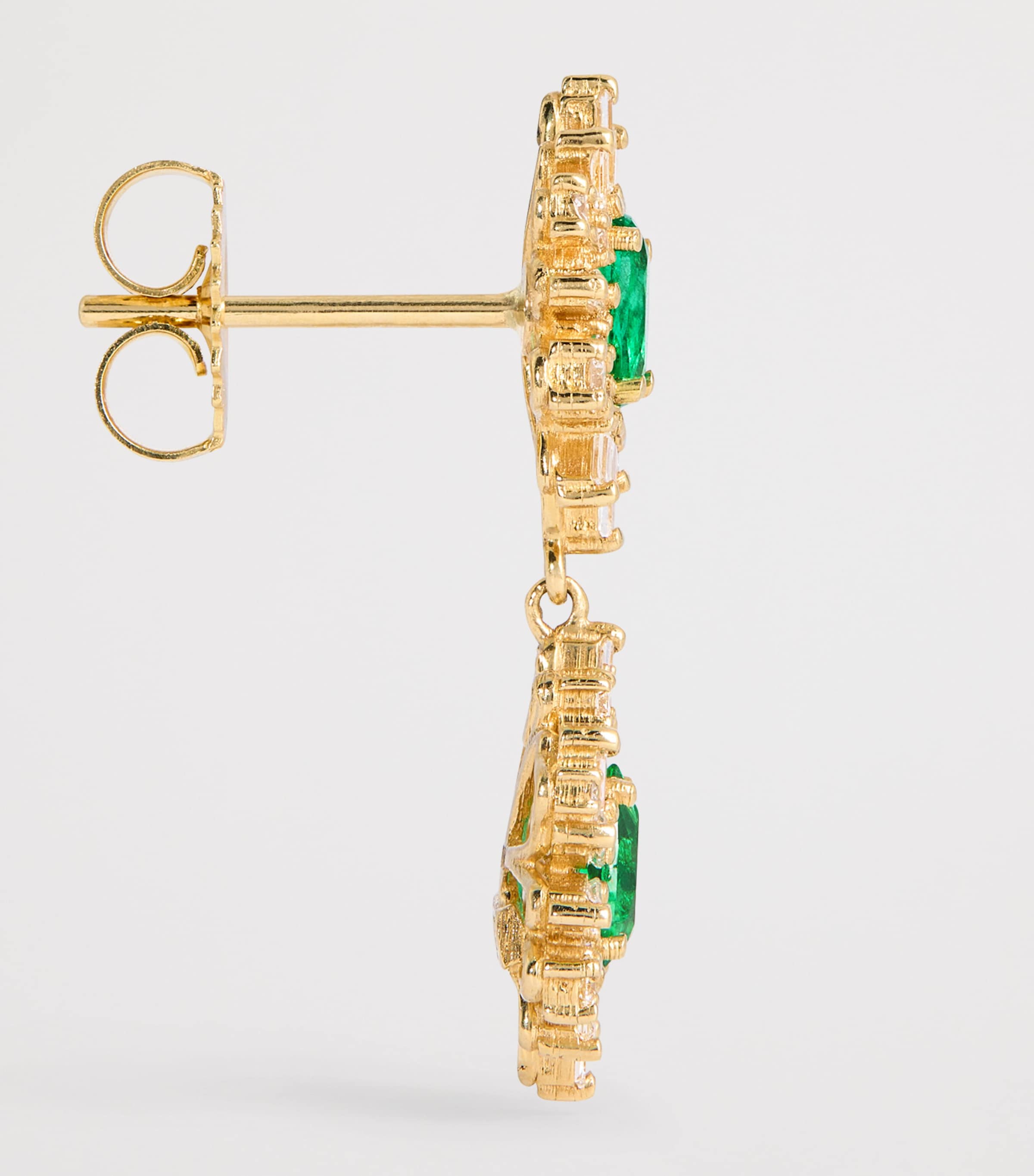 Suzanne Kalan Yellow Gold, Diamond and Emerald One of a Kind Drop Earrings Yg/emer Image 4