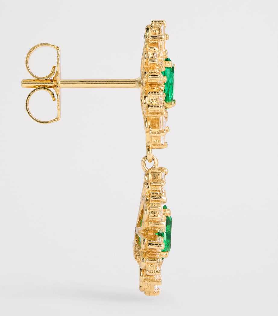Suzanne Kalan Yellow Gold, Diamond and Emerald One of a Kind Drop Earrings Yg/emer Image 4