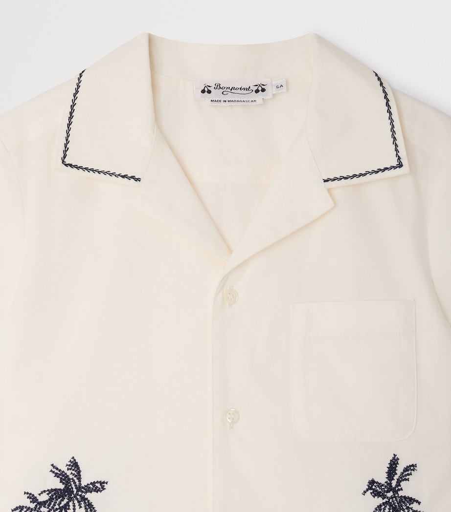 Bonpoint Cotton Palm Tree Shirt (10-14 Years) Upb Blanc Lait Image 3