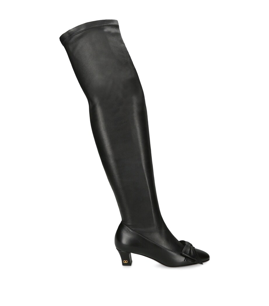 Valentino Garavani Leather Bowow Over-The-Knee Boots 45 Black Image 1