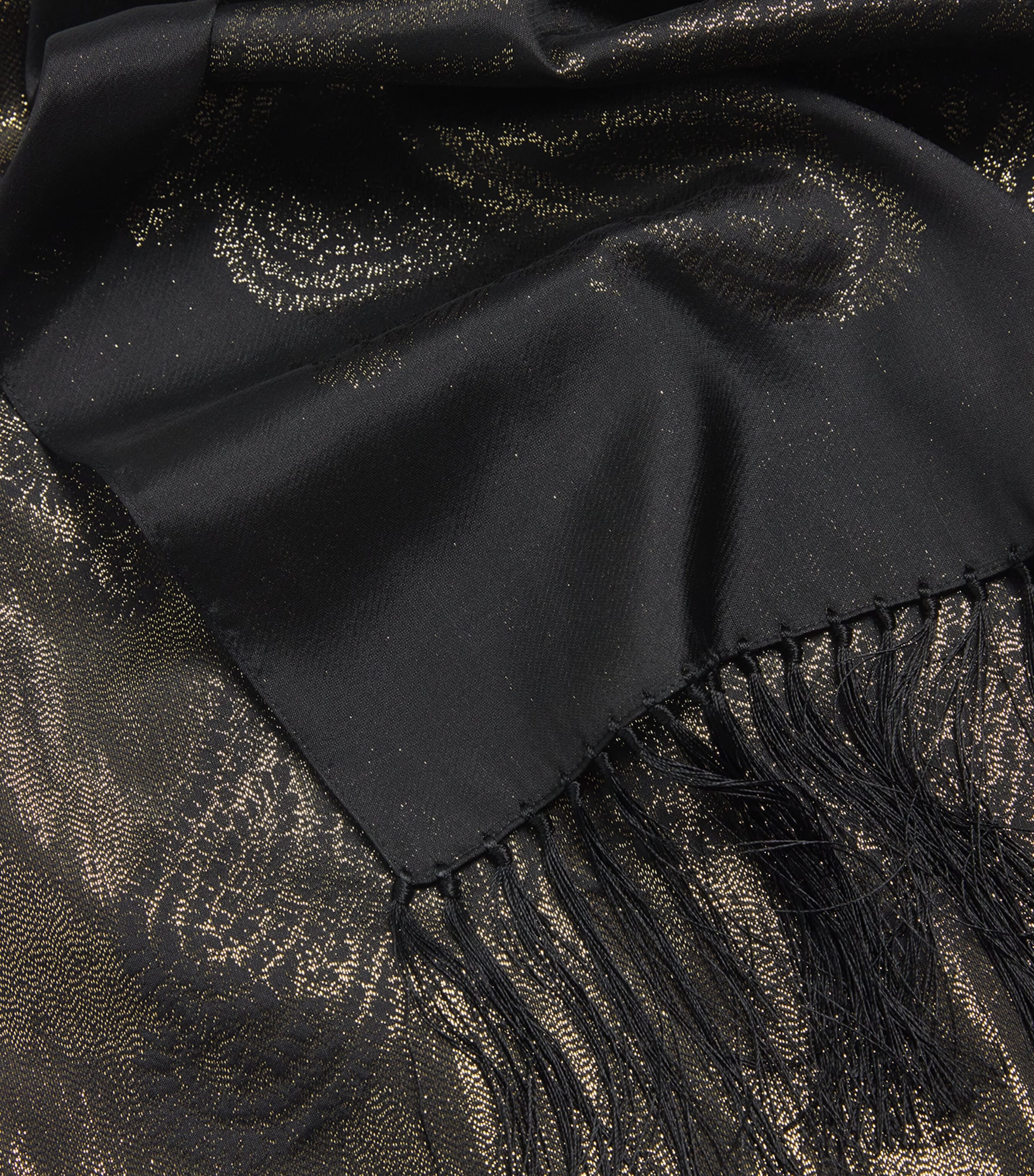 Silk-Blend Metallic Paisley Scarf N0000 Image 4