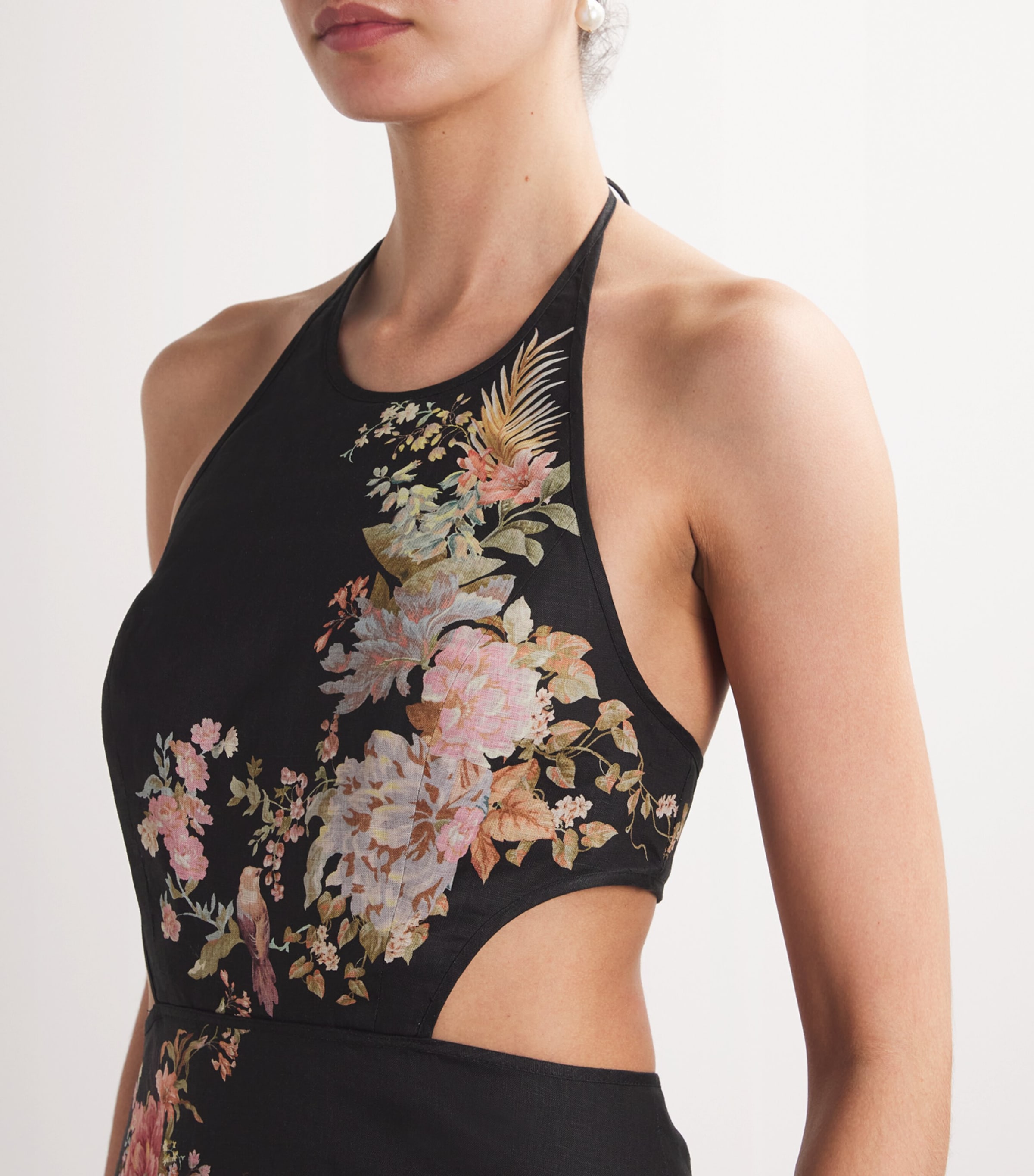 Zimmermann Linen Floral Tallow Midi Dress | Harrods US