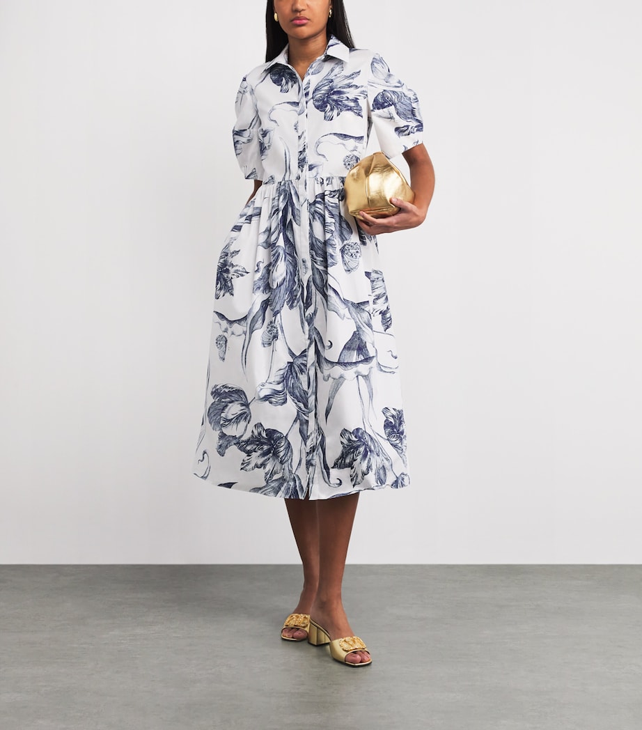 Erdem Womens Cotton Floral Print Midi Dress Btnical Engrve Ivry Image 2