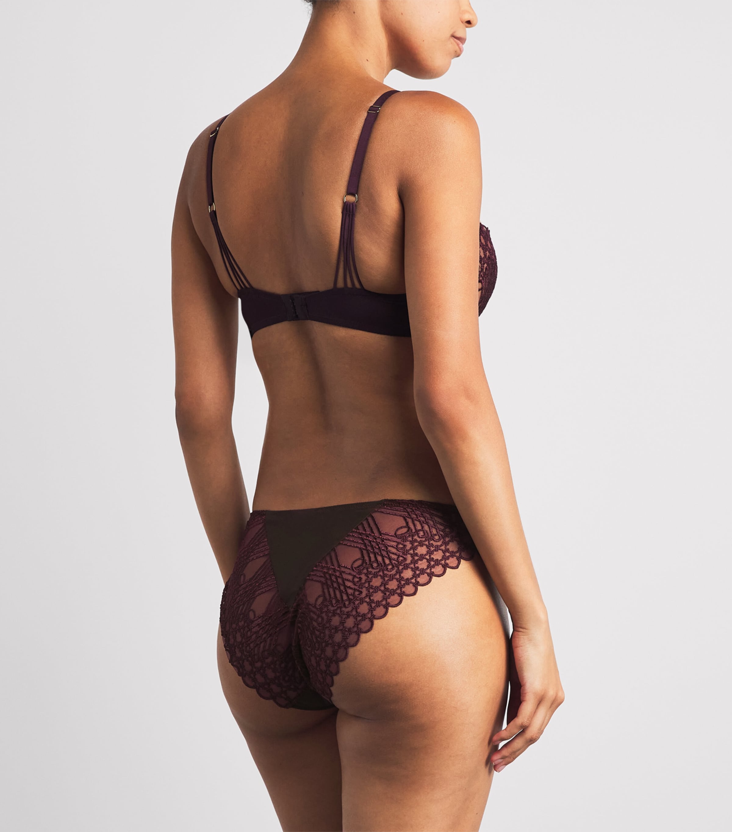 Aubade Womens Eloge du Désir Underwired Half-Cup Bra Deep Berry Image 3