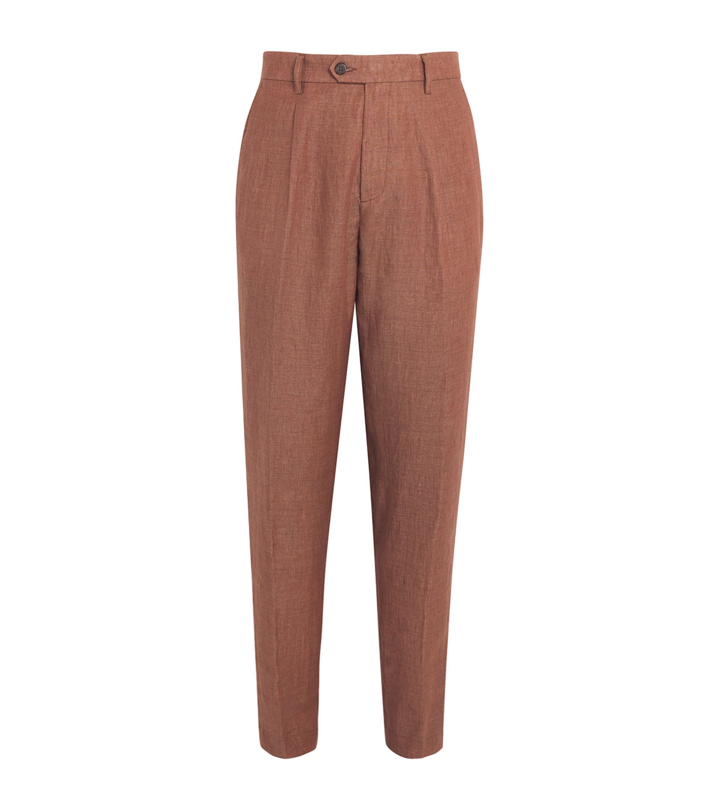 Eleventy X Harrods Linen Tailored Trousers In Brown
