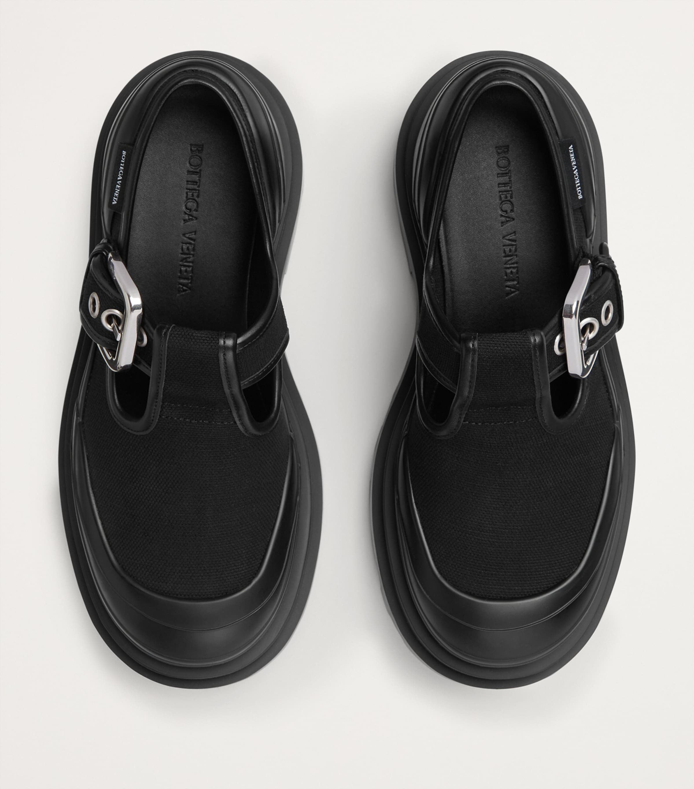 [BOTTEGA VENETA] Trek キャンバスメリージェーンシューズ 70mm BOTTEGA VENETA | Trek Canvas Leather Platform Mary Jane