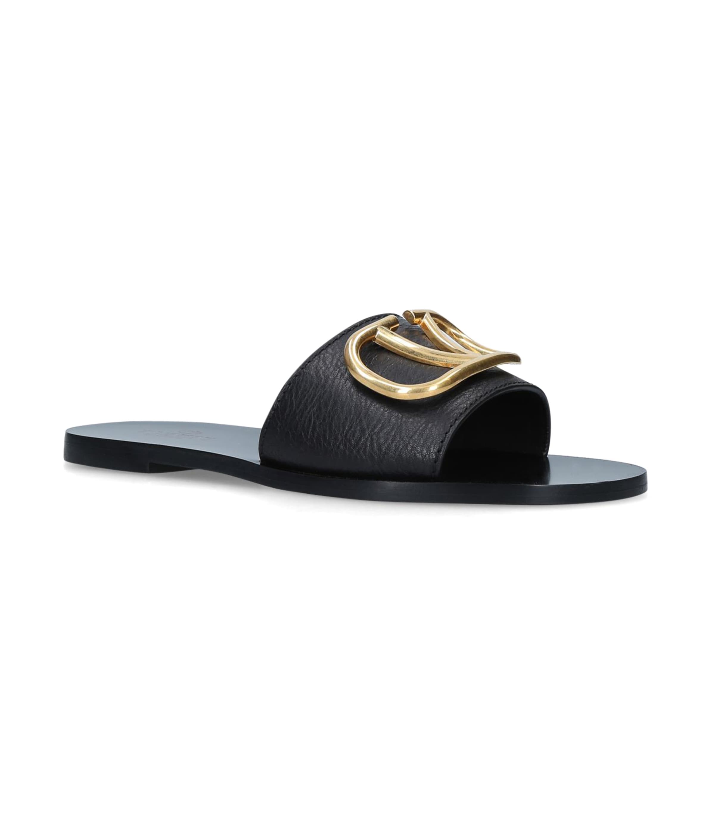 Valentino Garavani Leather Go Logo Sandals Black Image 1