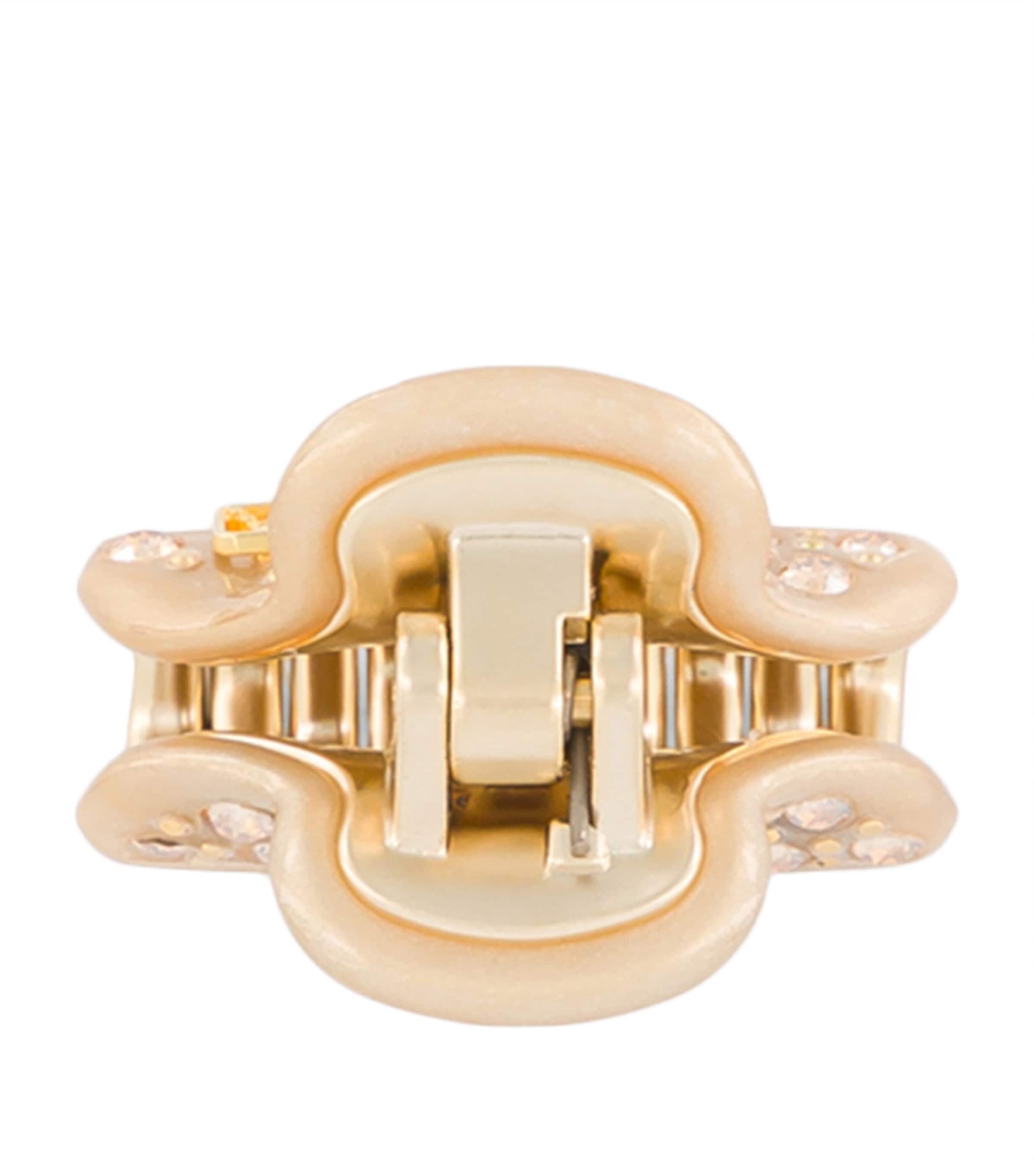 Alexandre de Paris Gold-Plated Crystal-Embellished Claw Hair Clip Pail Dore/or Image 3