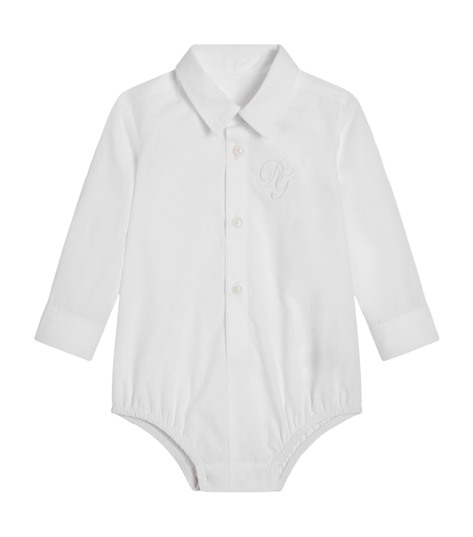 Dolce&Gabbana Kids Long-Sleeve Tailored Bodysuit (0-24 Months) Optical White Image 1