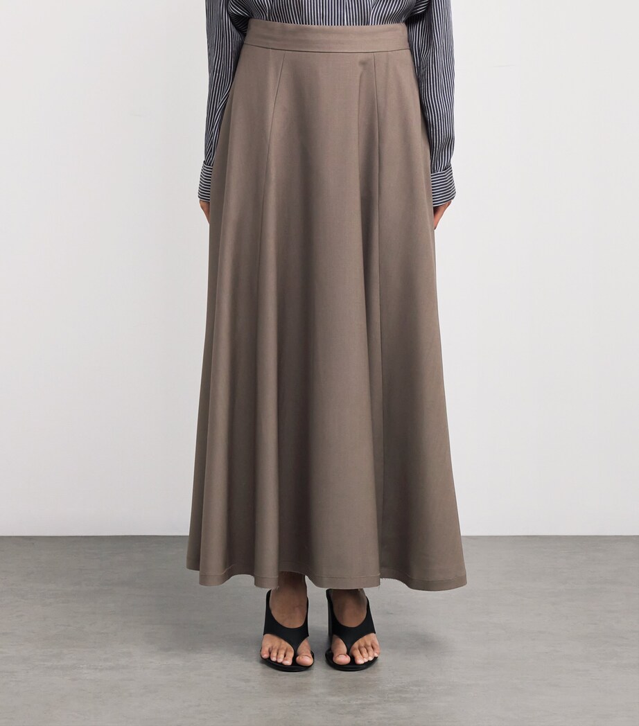 SASUPHI Womens Fresh Wool Lauren Maxi Skirt Mud Image 3