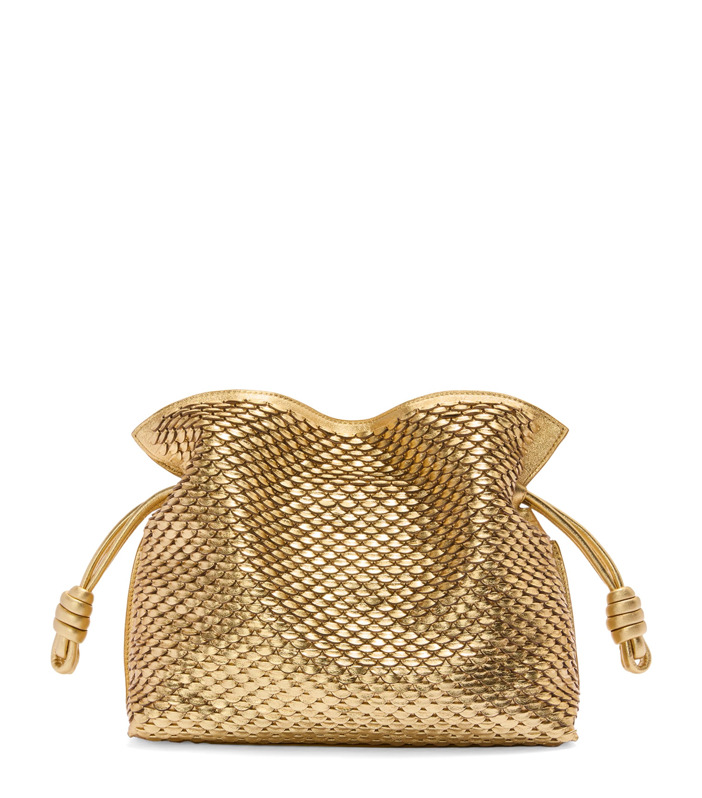 Loewe Medium Leather Scales Flamenco Clutch In Gold