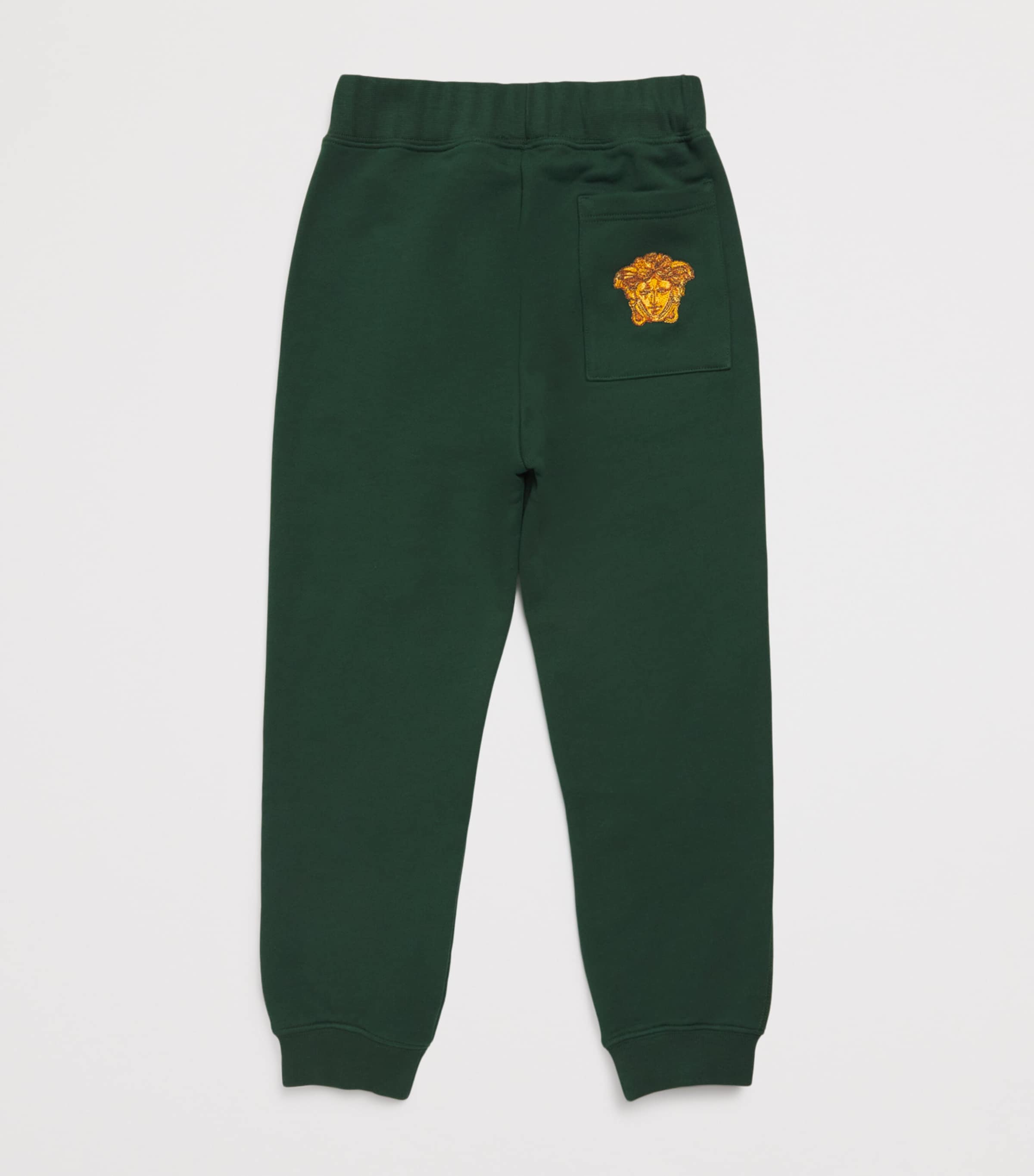 Cotton Embroidered Medusa Sweatpants (6-14 Years) 2GQ30BOTTLE GRN+GOLD Image 2