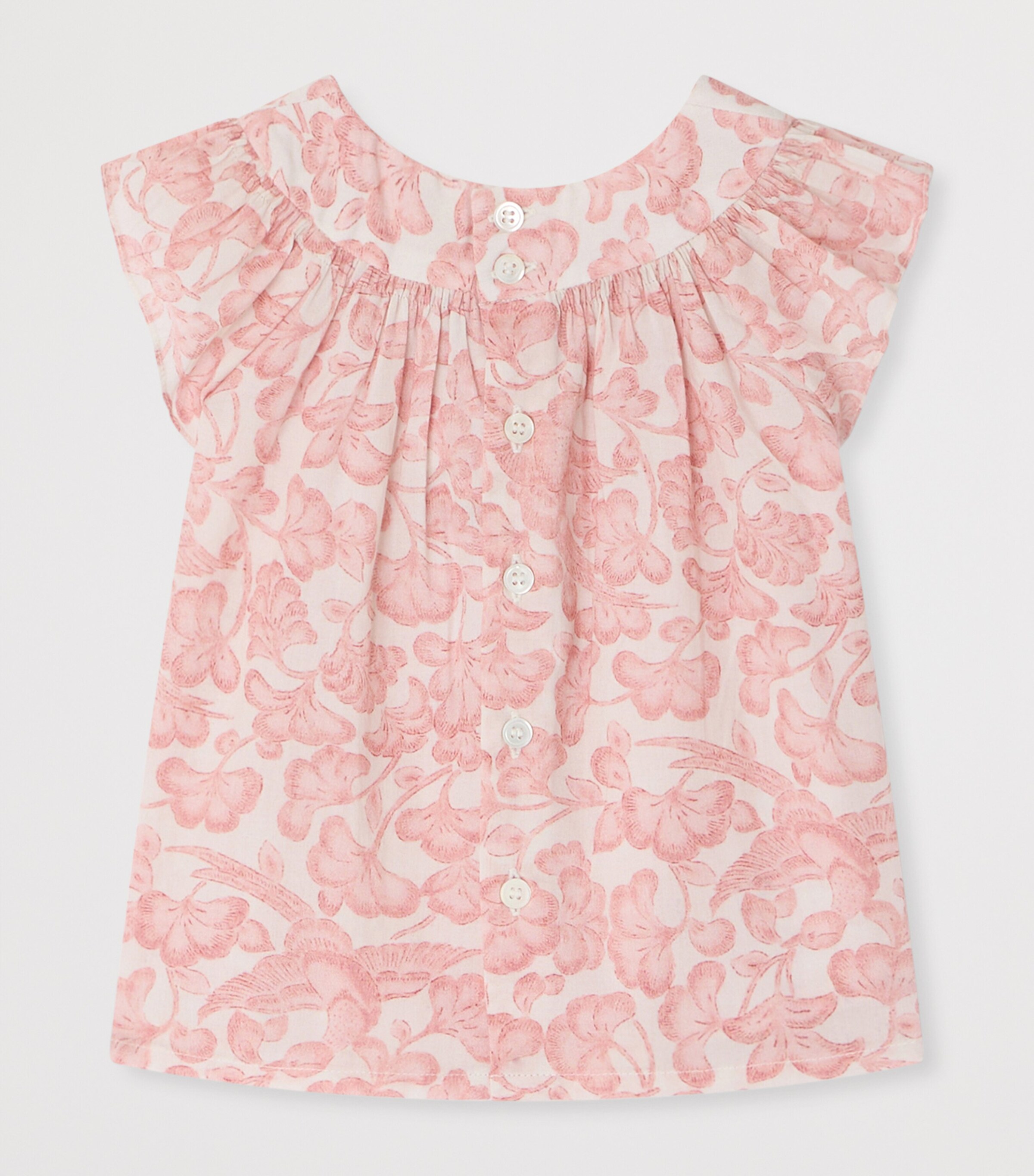 Bonpoint Cotton Floral Top (1-18 Months) Fl Beige Rose Image 2