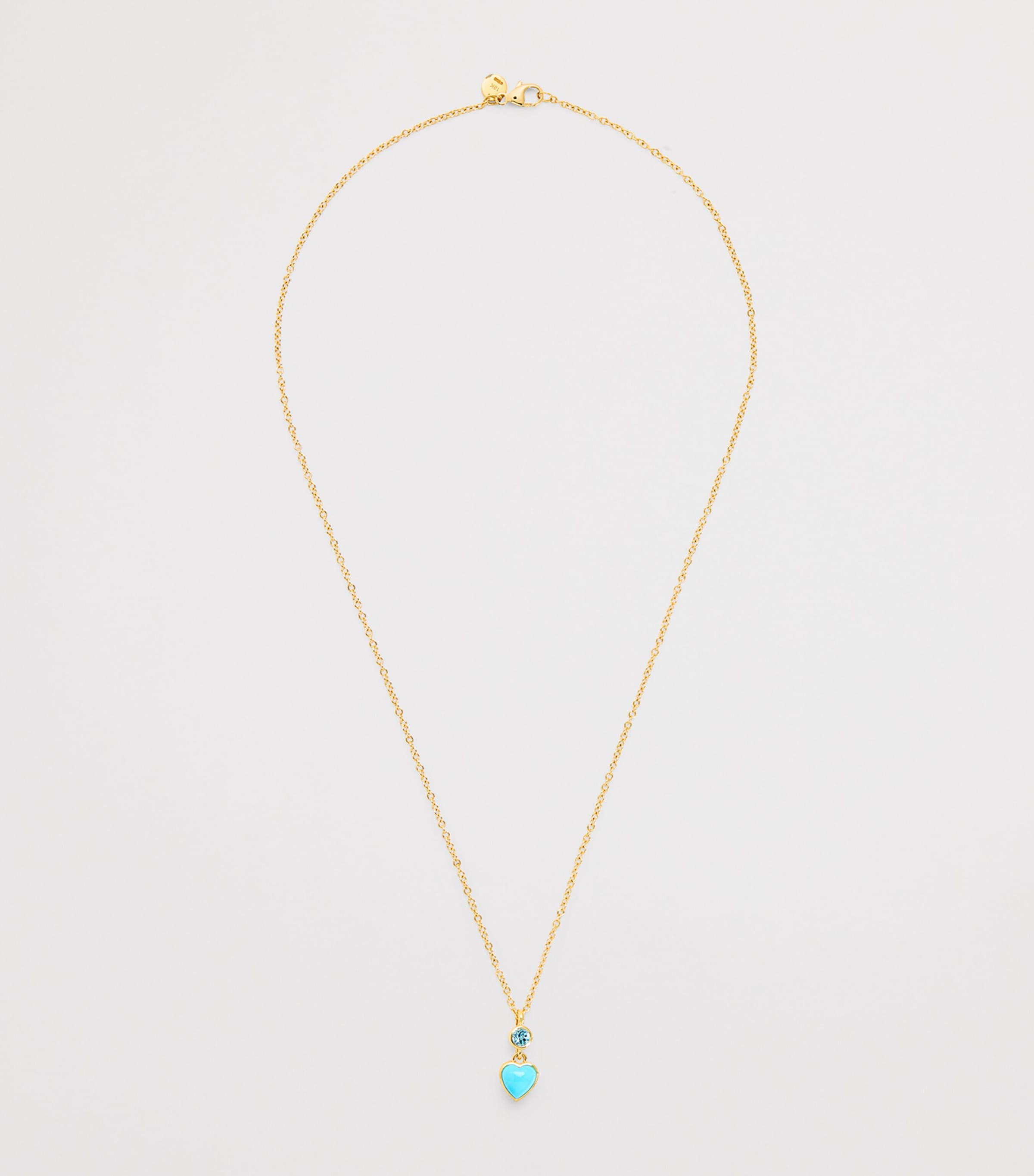 Yellow Gold and Topaz Blue Heart Necklace YELLOW GOLD Image 3