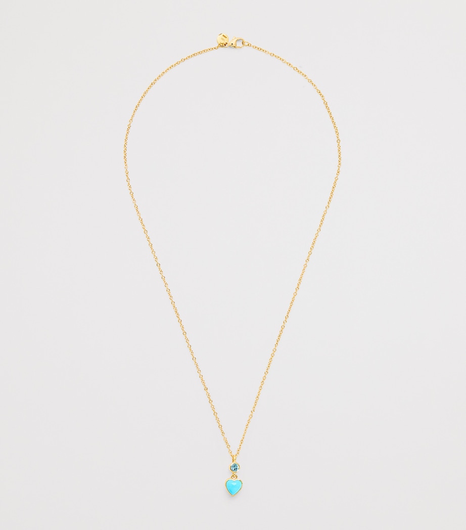 Yellow Gold and Topaz Blue Heart Necklace YELLOW GOLD Image 3
