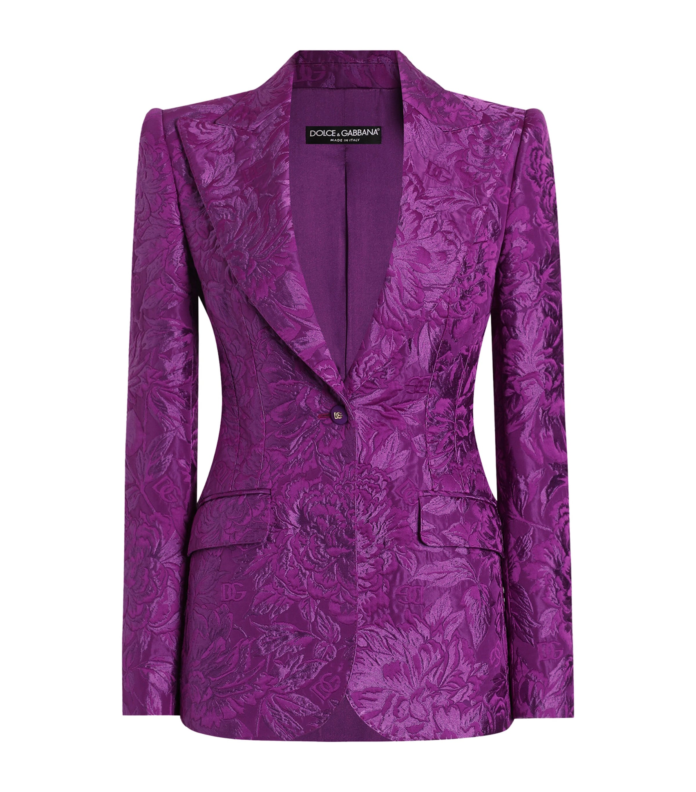 Jacquard Single-Breasted Blazer F0571-PURPLE Image 1