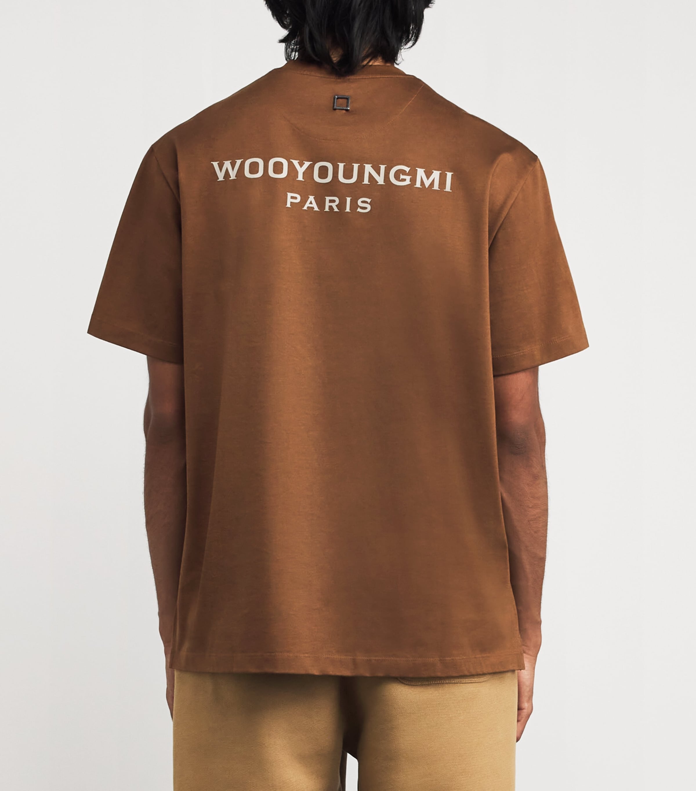 Wooyoungmi Mens Cotton Patch Back Logo T-Shirt Mud Image 4