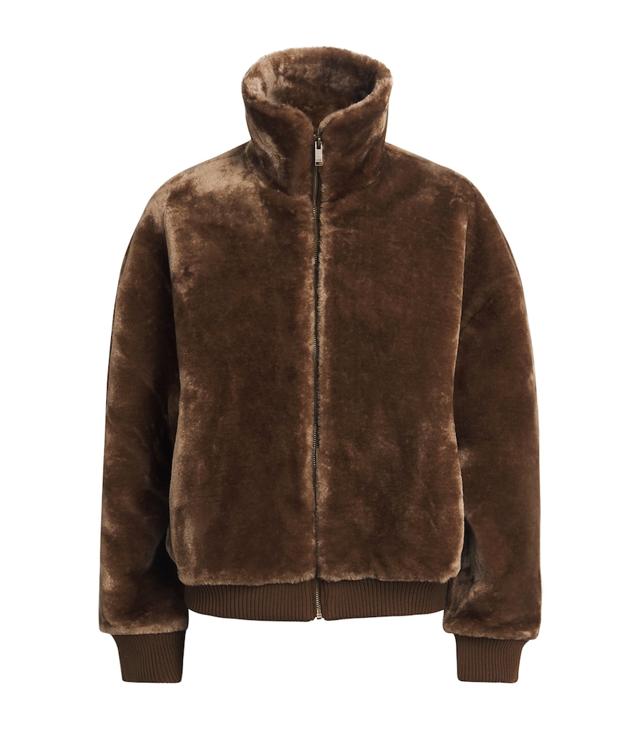 Faux Fur Zip-Up Jacket BROWN Image 1
