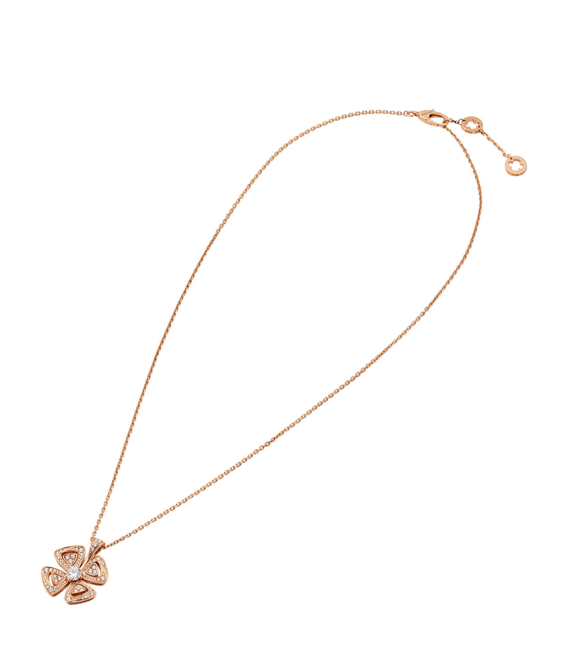 Bvlgari Rose Gold And Diamond Fiorever Necklace In Grey