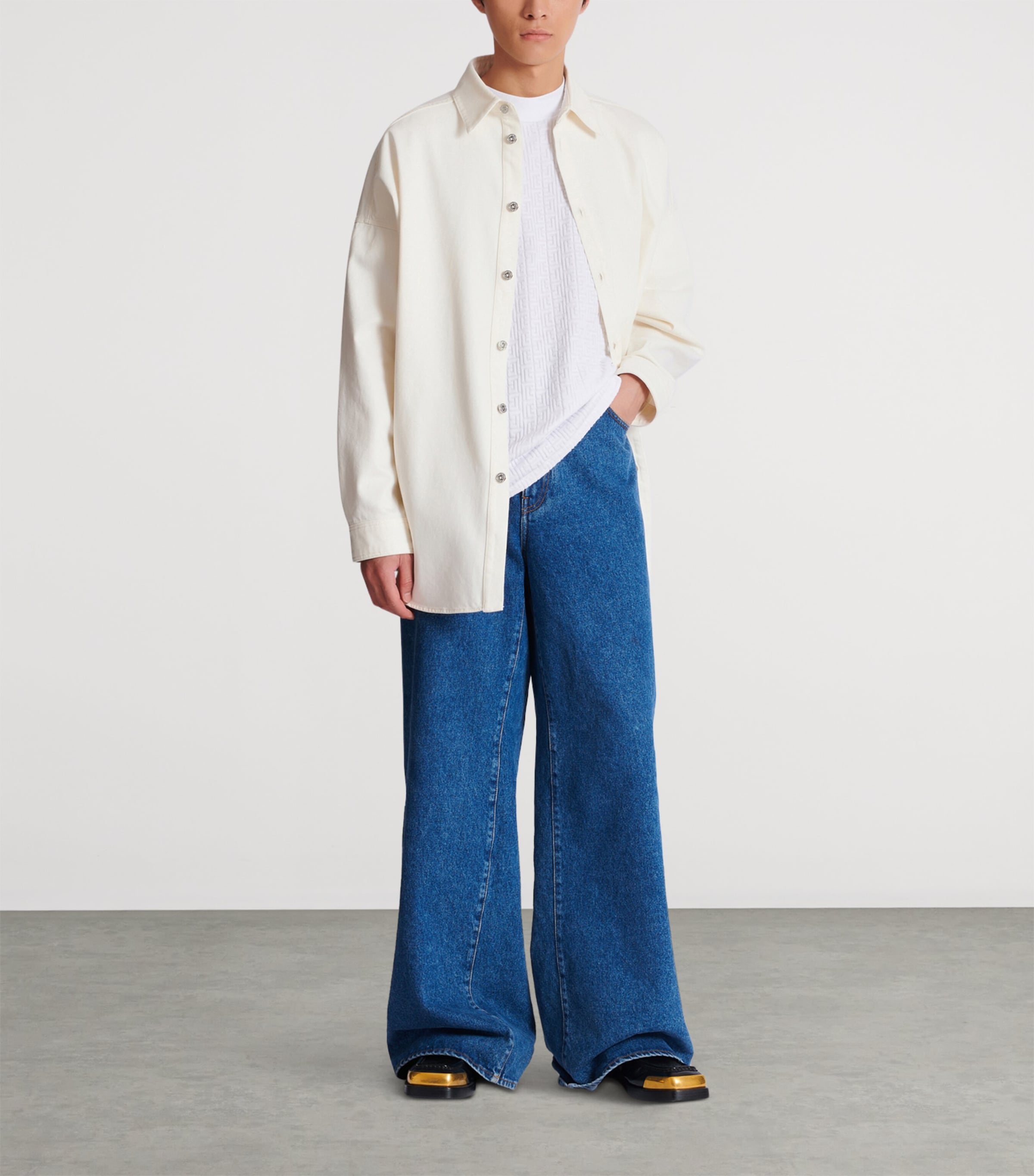 Cotton-Blend Monogram T-Shirt 0FA BLANC Image 3