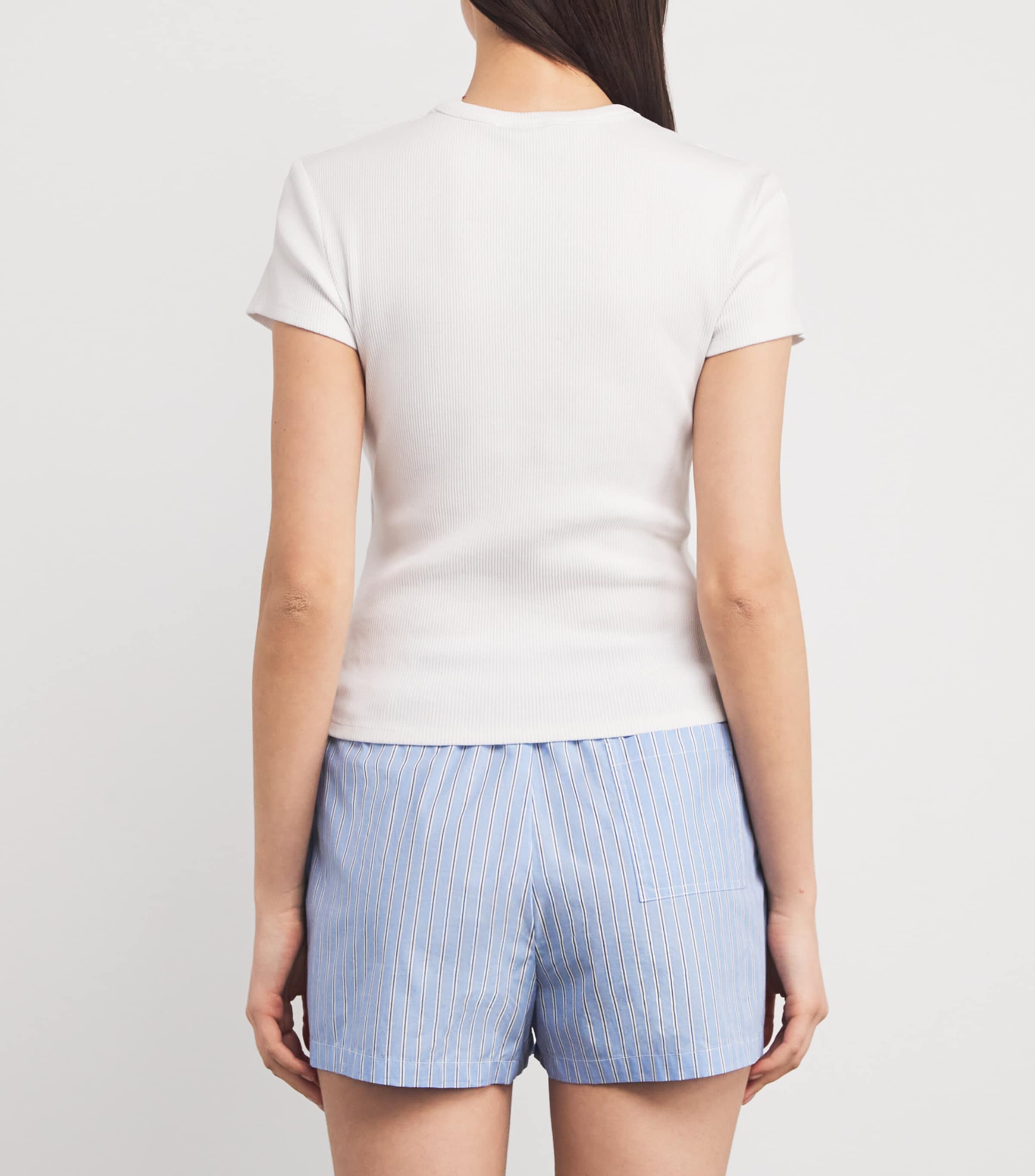 Stretch-Cotton Ribbed T-Shirt WHITE Image 4