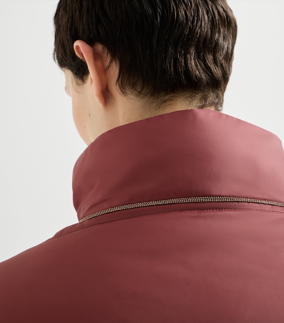 Brunello Cucinelli Womens Water-Resistant Monili-Detail Gilet Rosso Mattone Image 6