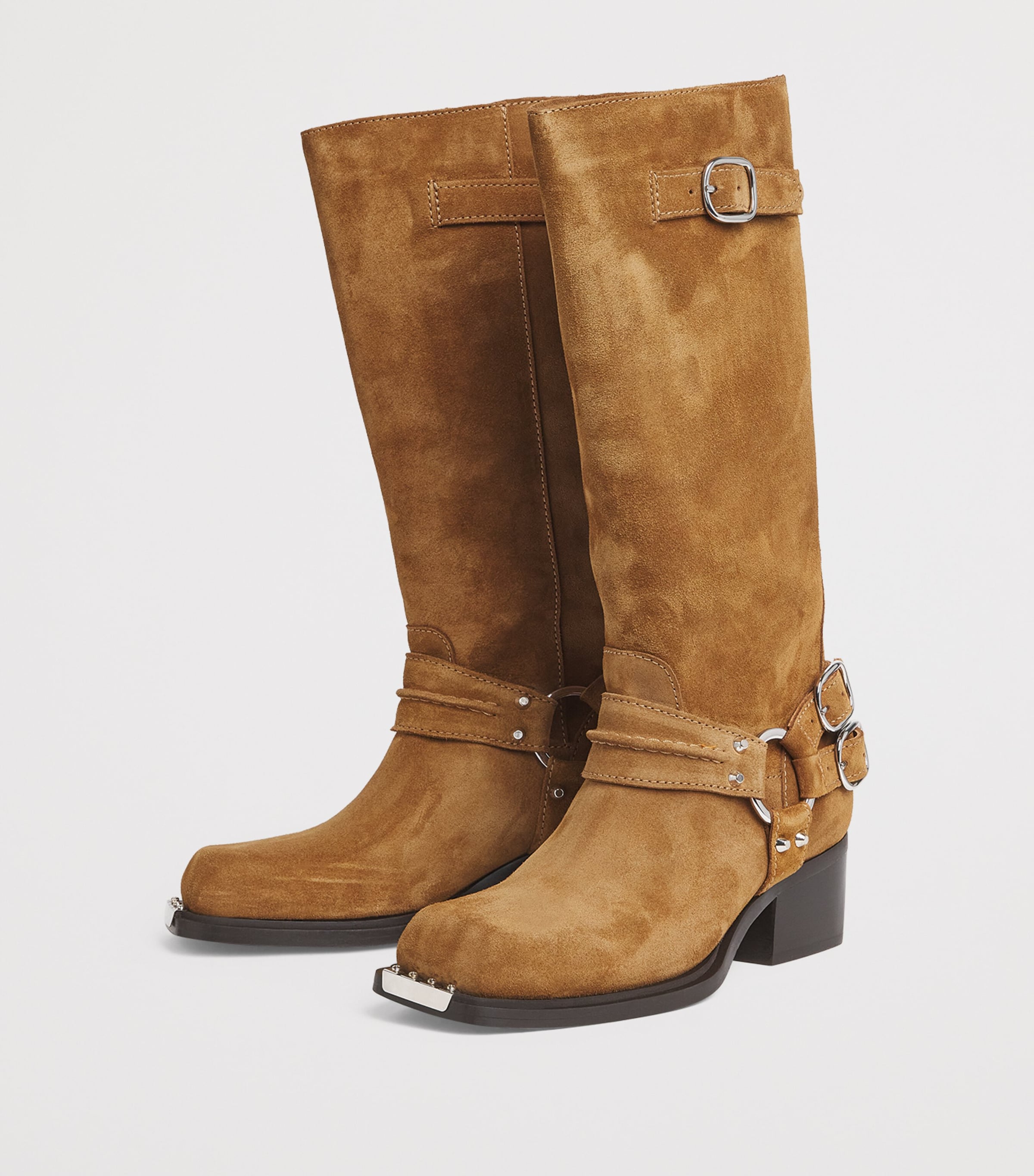 Suede Biker Boots CAMEL Image 3