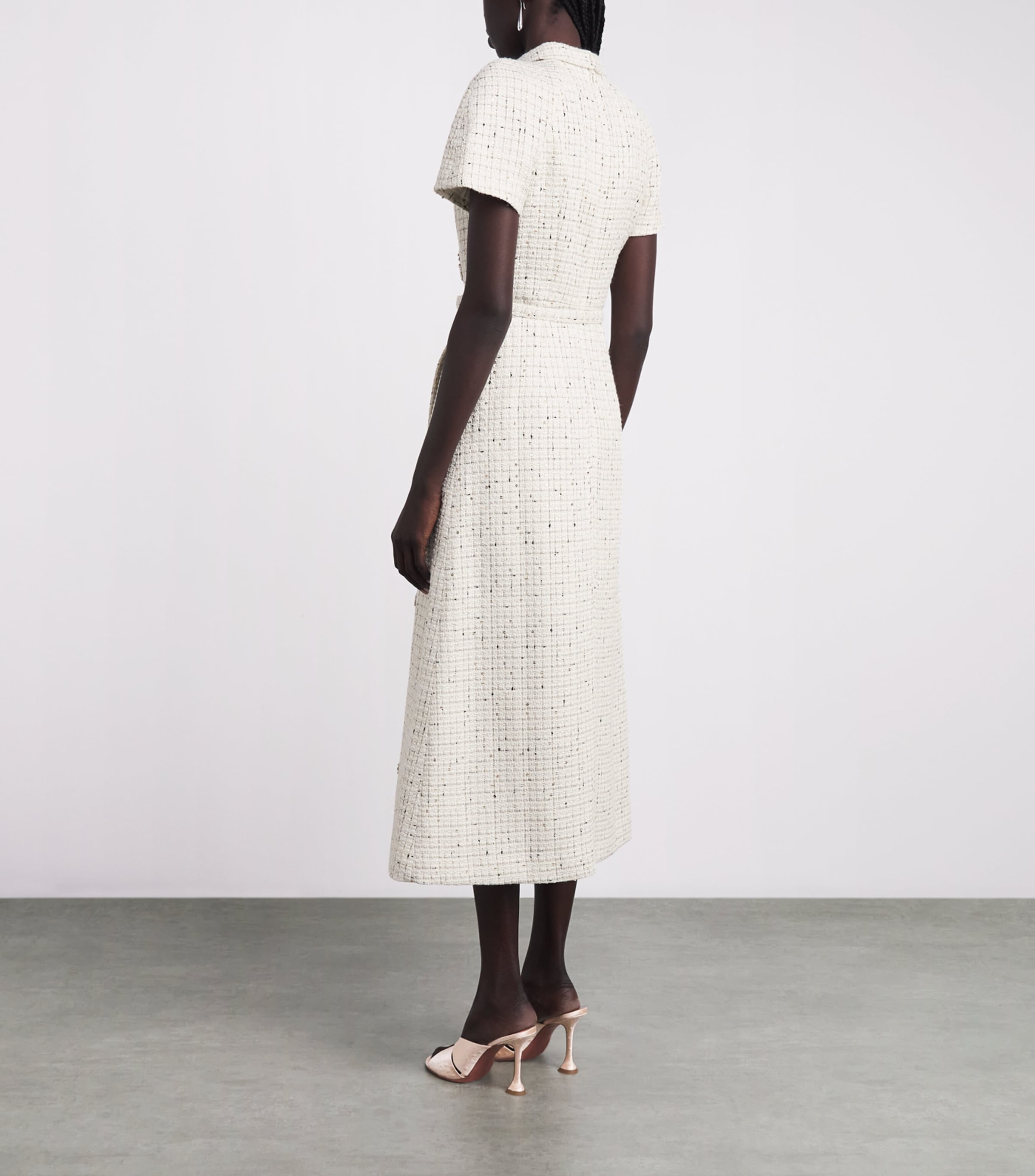 Huishan Zhang Womens Tweed Genevieve Midi Dress White Image 4
