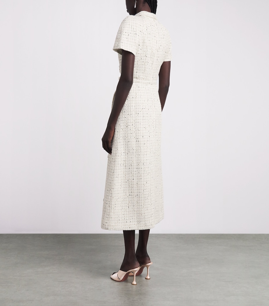 Huishan Zhang Womens Tweed Genevieve Midi Dress White Image 4