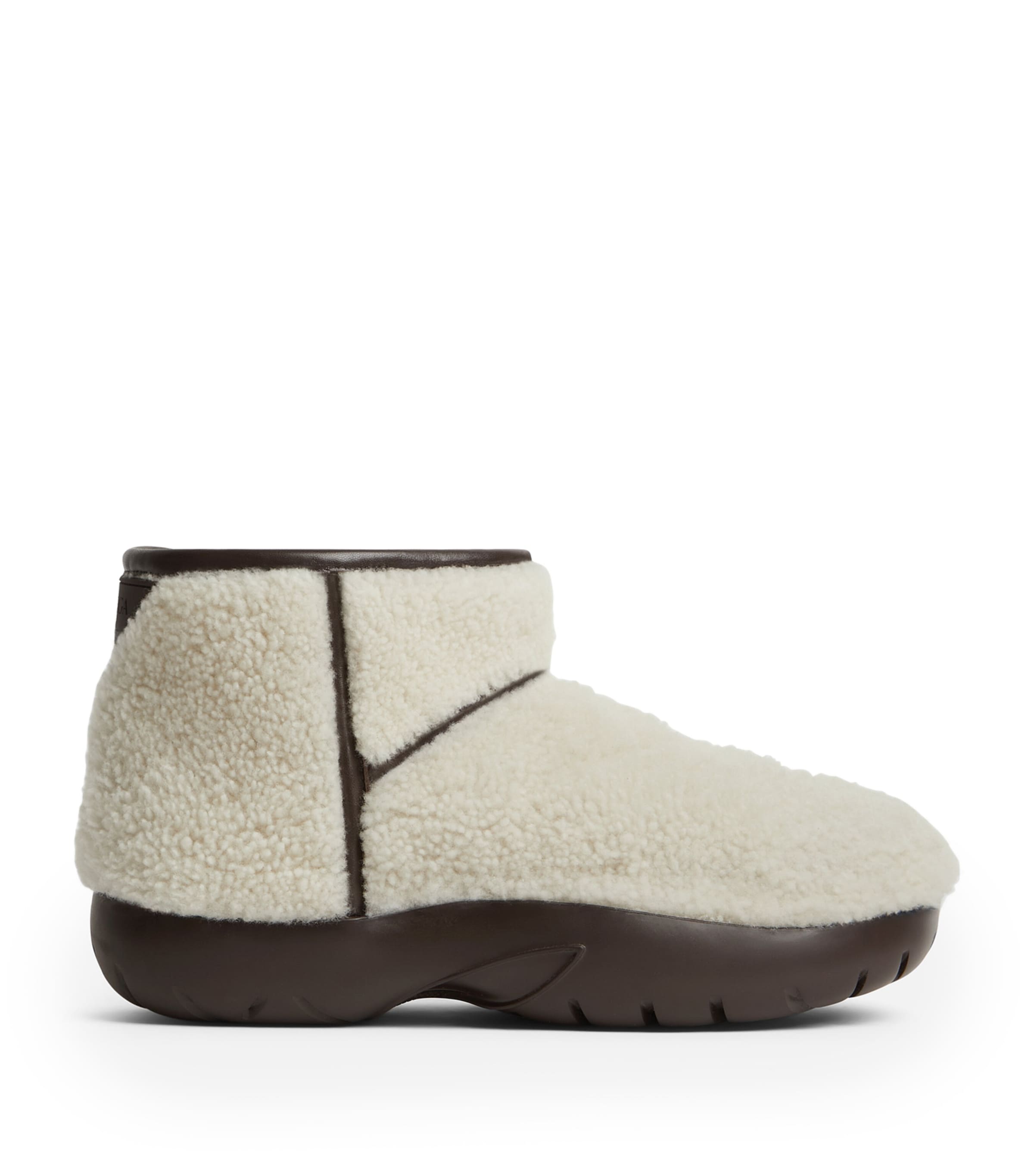 BOTTEGA VENETA MINI SHEARLING SNAP ANKLE BOOTS