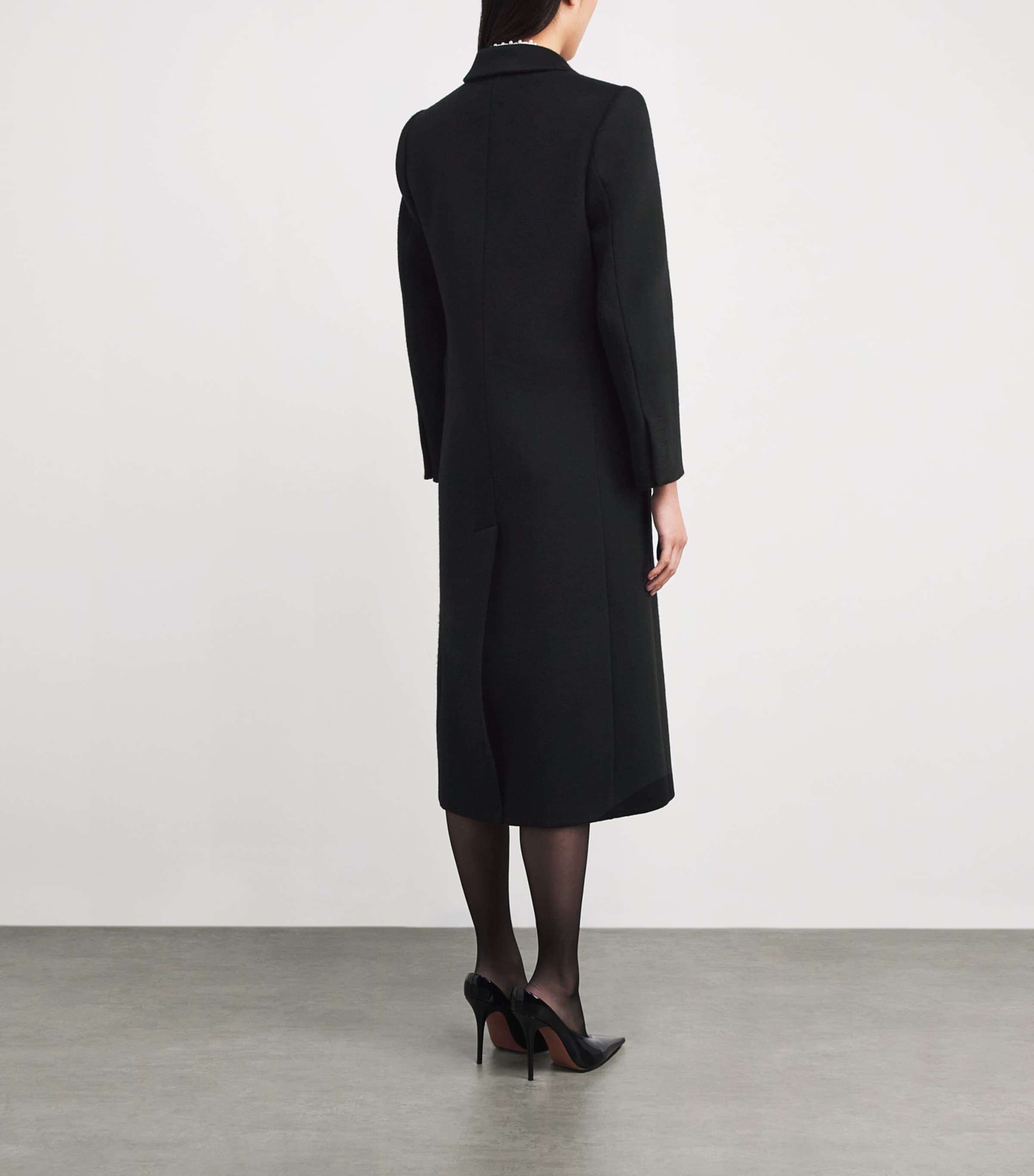 Wool Double-Breasted Overcoat BLACK Image 4