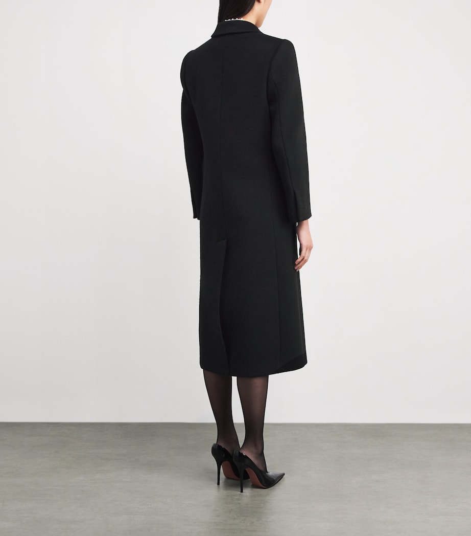 Wool Double-Breasted Overcoat BLACK Image 4