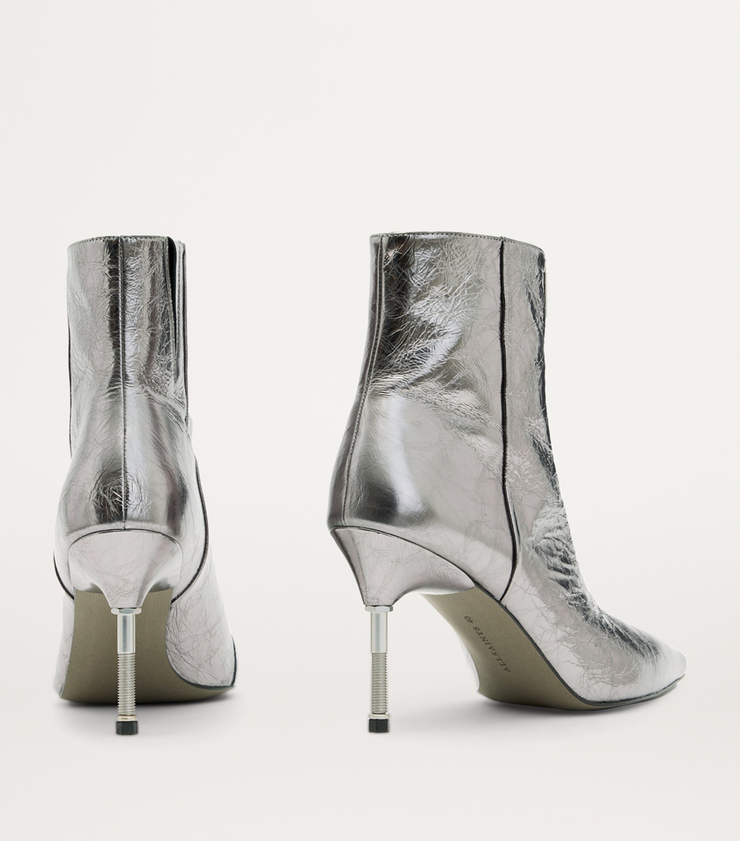AllSaints Metallic Leather Natasha Boot 52 Gunmetal Grey Image 3
