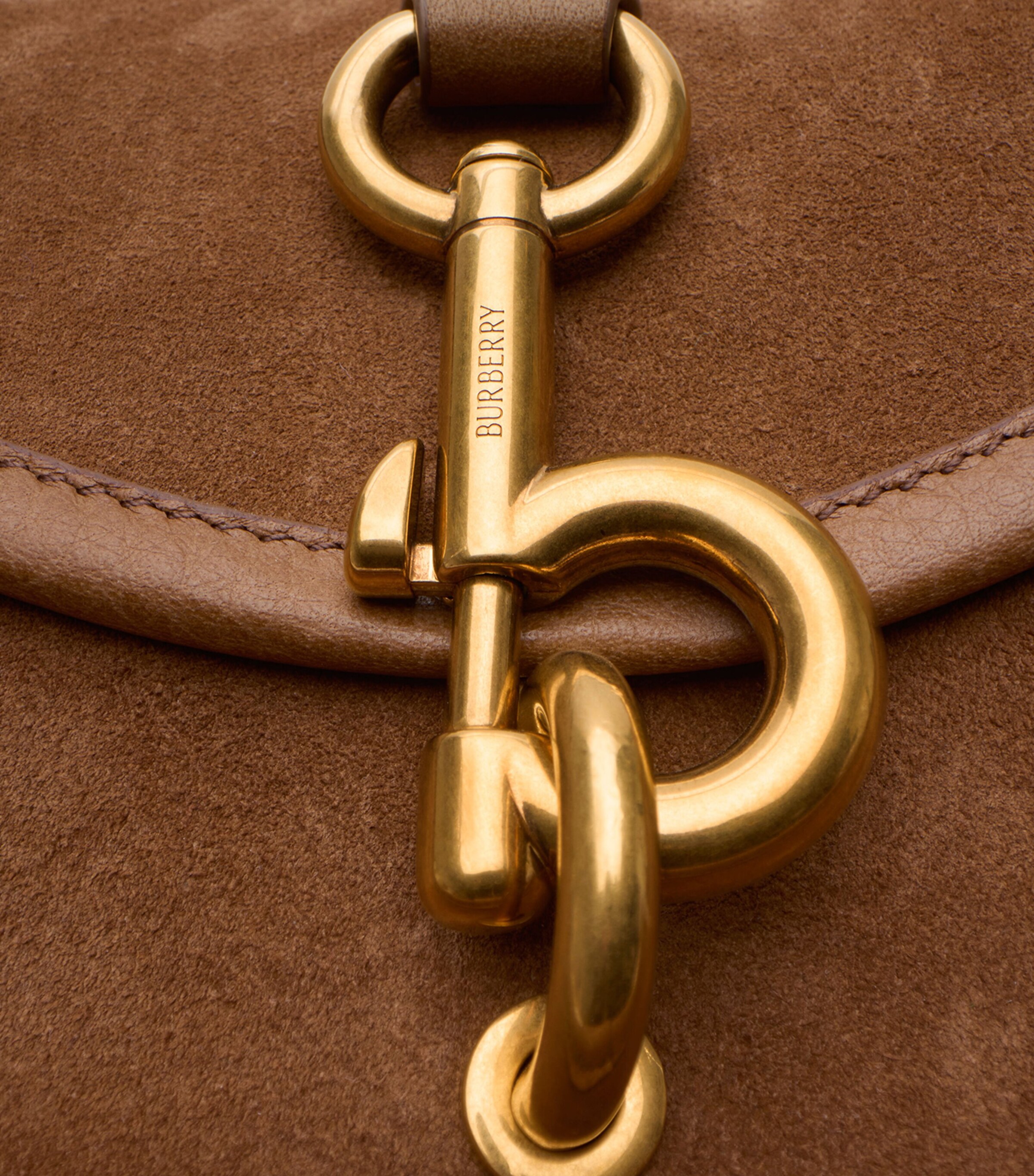 Burberry Mini Suede B Clip Cross-Body Bag Hazel Image 5