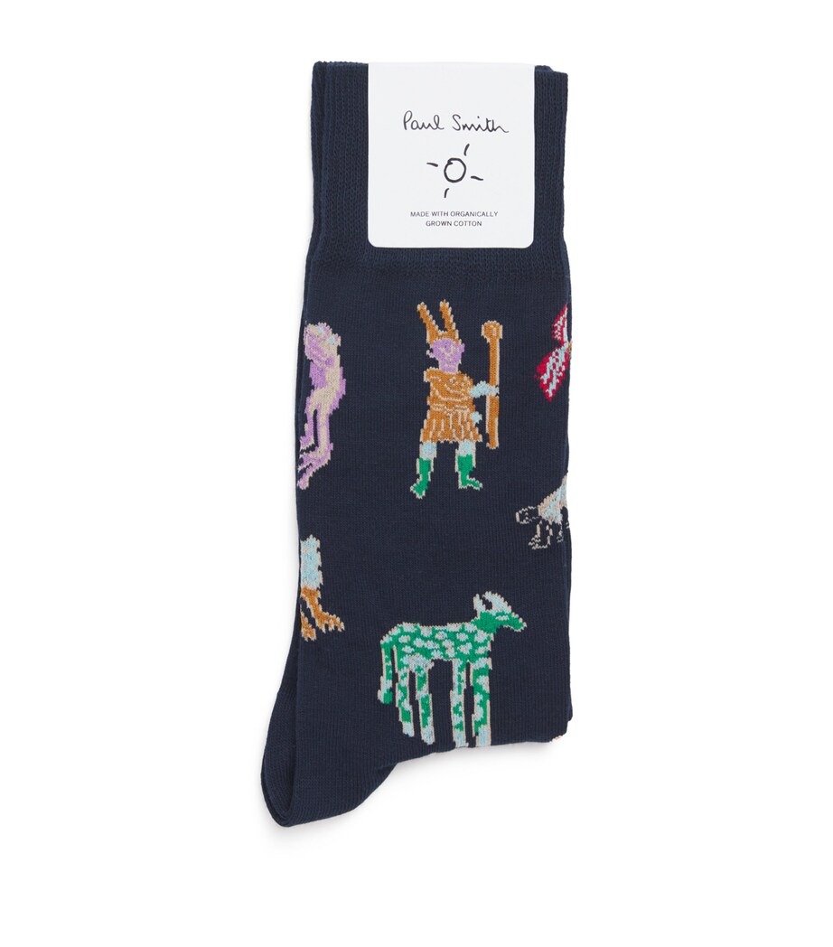 Organic Cotton-Blend Little Beasts Socks BLUE Image 1