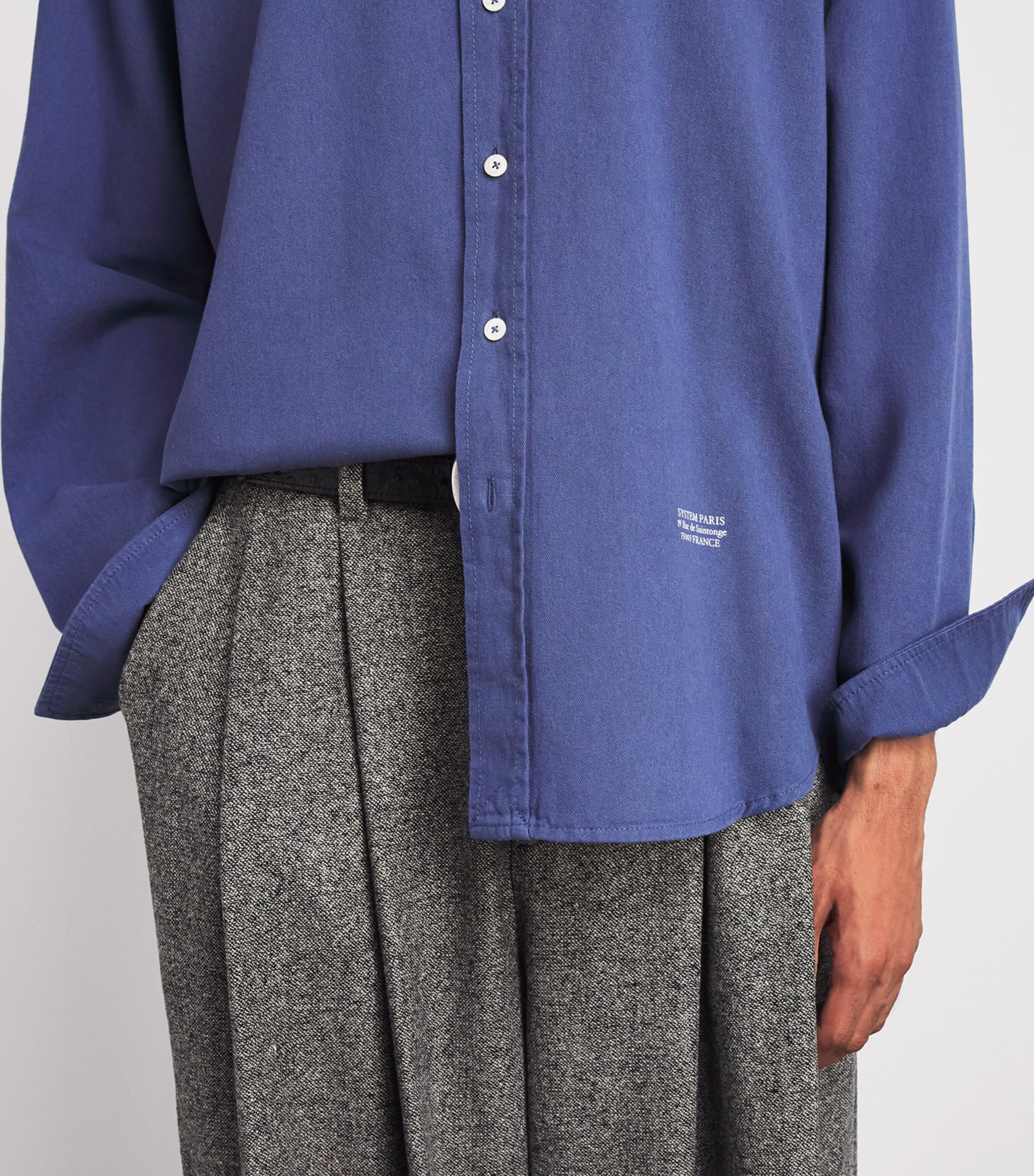 System Mens Cotton Printed Logo Shirt Purple Blue Image 3