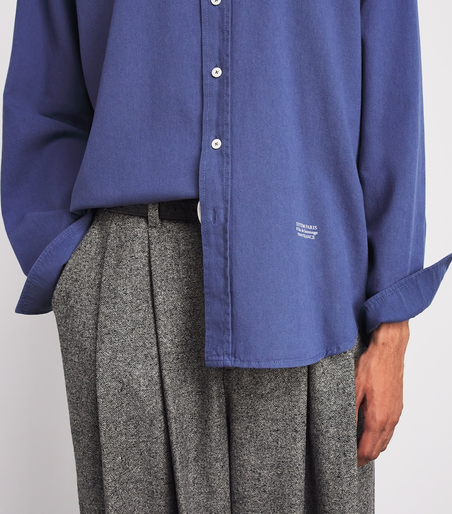 System Mens Cotton Printed Logo Shirt Purple Blue Image 3