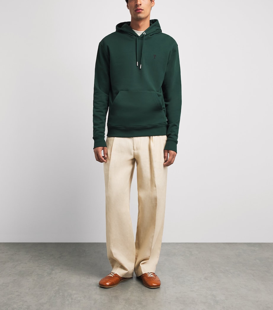 AMI Paris Mens Ami de Coeur Hoodie Vert Btlle/noir Image 2