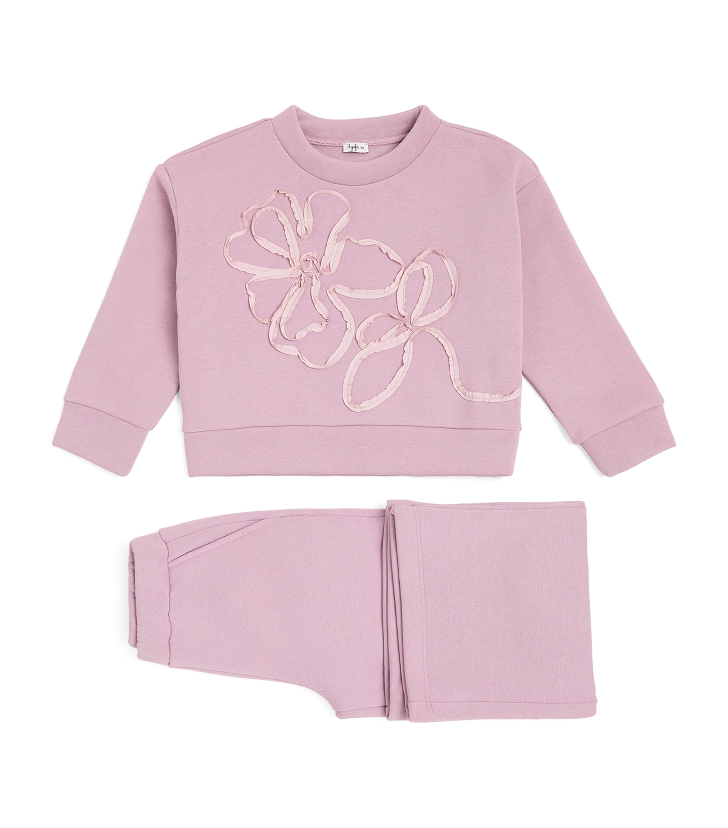 Il Gufo Floral-detail Sweatshirt And Trousers Set In Pink