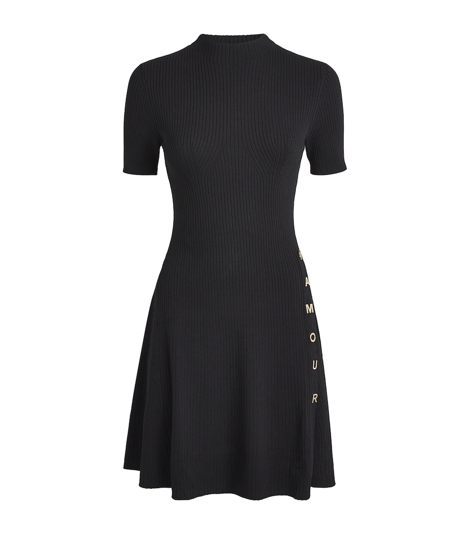Rib-Knit Embellished Mini Dress BLACK Image 1