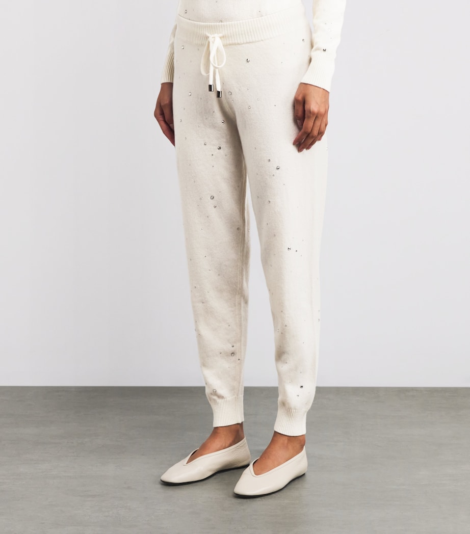 Cashmere Crystal-Embellished Sweatpants WINTER WHITE/SI Image 3