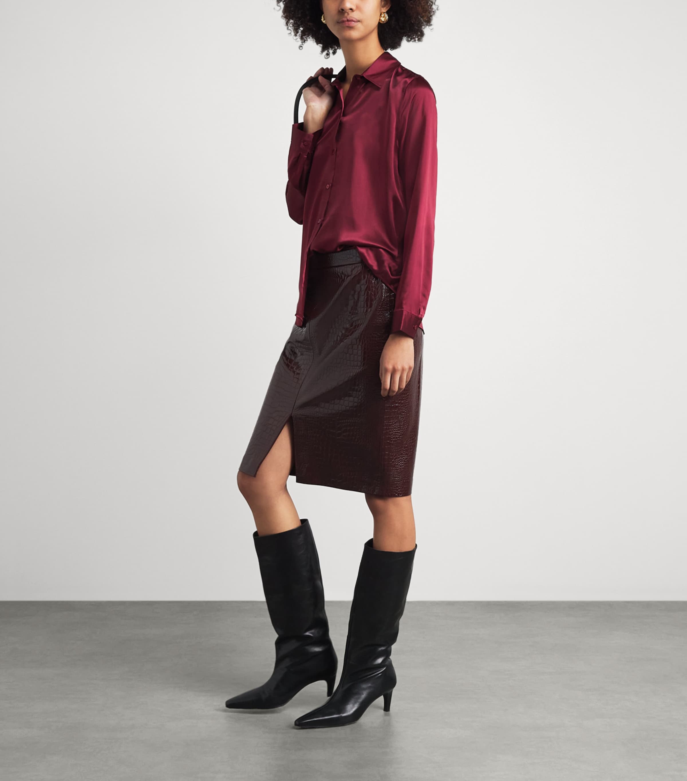 L'Agence Womens Silk Tyler Blouse Merlot Red Mrlr Image 2
