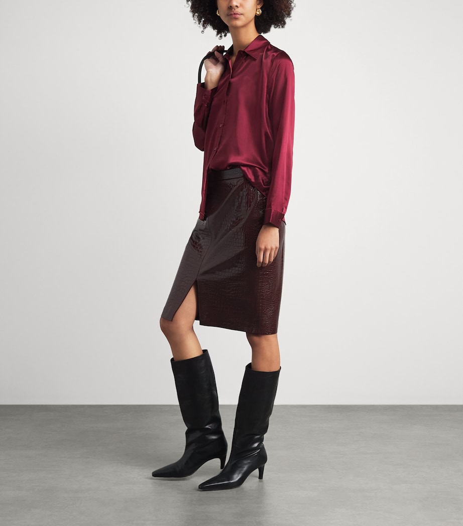 L'Agence Womens Silk Tyler Blouse Merlot Red Mrlr Image 2