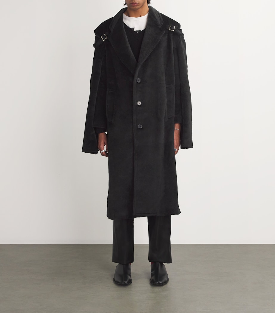 Enfants Riches Déprimés Mens Suri Alpaca-Wool Buckle-Detail Overcoat Black Image 3