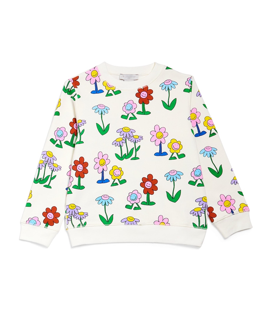 Cotton Flower Print Sweatshirt (3-14+ Years) 101MCIVORY/COLOURFUL Image 1