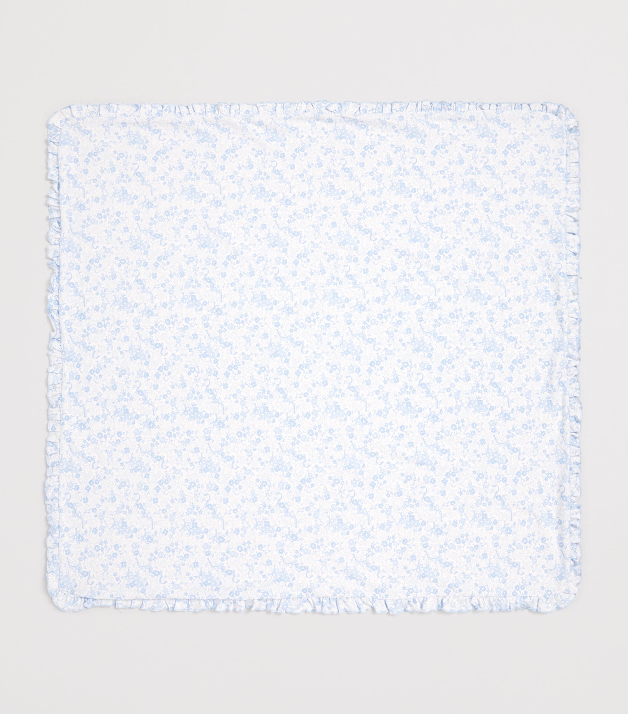 Cotton Old English Roses Blanket (73cm x 73cm) K480LIGHT BLUE Image 2