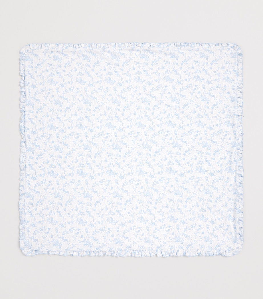 Cotton Old English Roses Blanket (73cm x 73cm) K480LIGHT BLUE Image 2