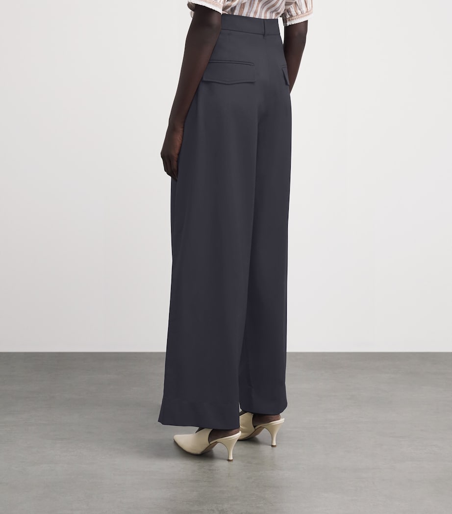 ME+EM Womens Wool Pleated Tapered Trousers Navy Image 5