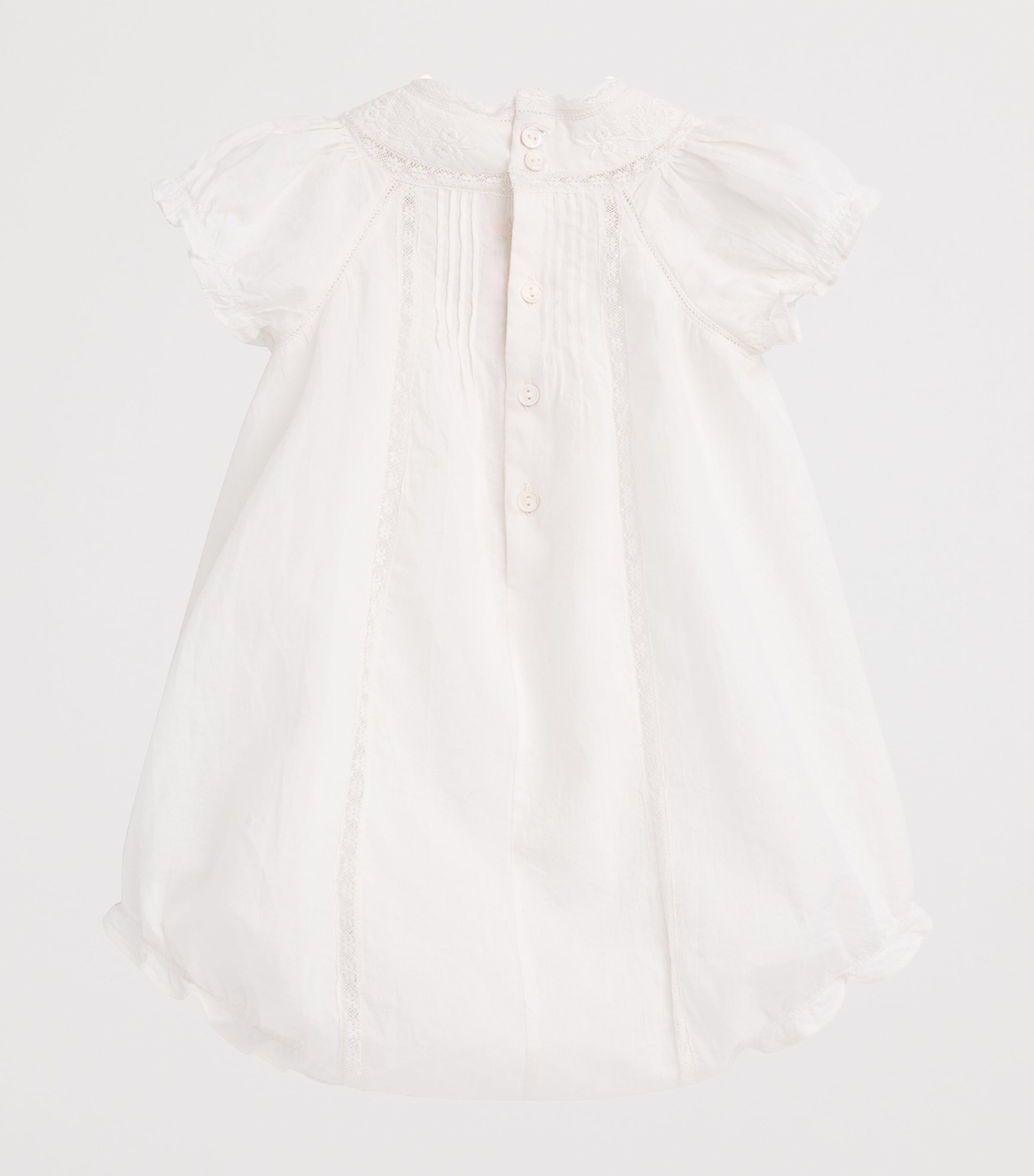 Bonpoint Cotton Embroidered Bubble Bodysuit (1-12 Months) Blanc Lait Image 2