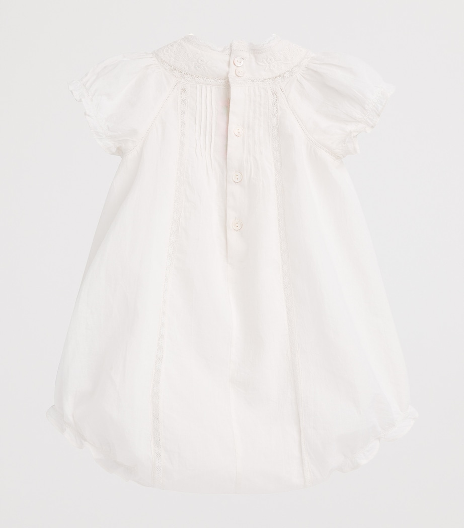 Bonpoint Cotton Embroidered Bubble Bodysuit (1-12 Months) Blanc Lait Image 2